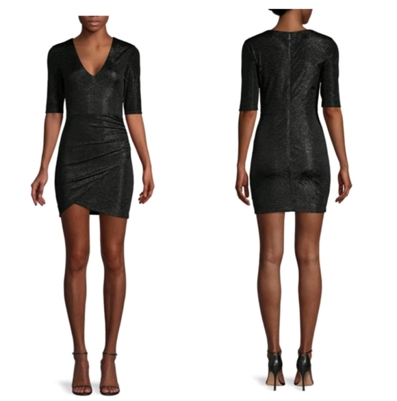 Alice + Olivia Judy Ruched Metallic Dress Size 10 NWT - Picture 4 of 13
